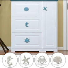 Vintage Metal Shell Dresser Knobs Starfish Drawer Cabinet Knobs Kitchen Cupboard Knobs Decorative Handle Mediterranean Style NEW