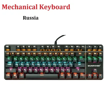 

Russian Gaming Keyboard 87 keys Anti-ghosting Luminous Green switch Wired Mechanical Keyboard