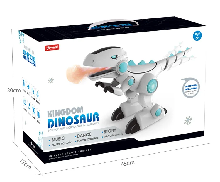 Yi er yi yier динозавр дистанционного управления T-Rex Spitfire Coelestinum Jurassic Детские интеллектуальные следующие Игрушки для мальчиков