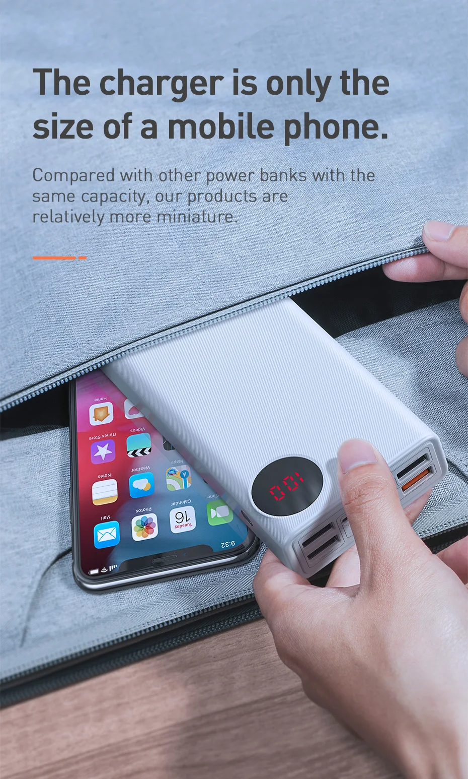 Baseus, 30000 мА/ч, внешний аккумулятор, usb type C, PD, быстрая зарядка, 3,0, внешний аккумулятор для Xiaomi, 30000 мА/ч, портативное Внешнее зарядное устройство