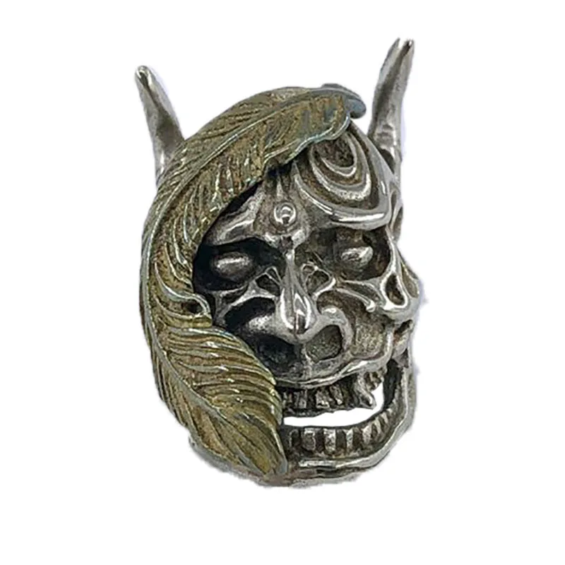 White Brass Skull Knife Beads Outdoors Tools EDC Brass DIY Rebel Street Lanyard Pendants Keychain Key Rings Accessories Pearl