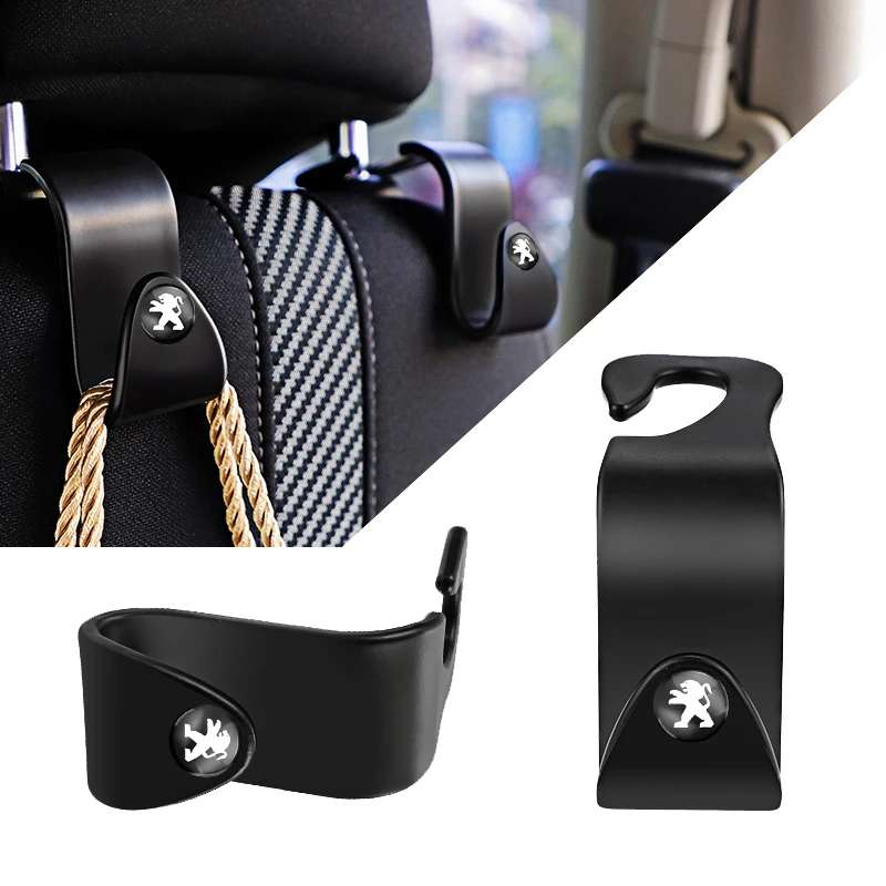 2 uds Material ABS coche ganchos de respaldo de asiento Multi-función bolsa colgante Rack para Peugeot 206, 307, 308, 207, 3008, 208, 407, 508, 2008, 301, 406