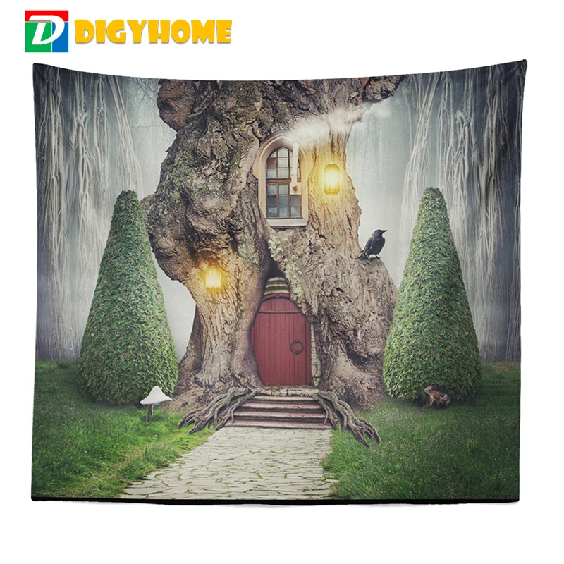 

Tree House Forest Sea Tapestry Cool Beautiful Home Decoration Polyester Thin Wall Hanging Cloth