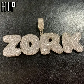 

Hip Hop Custom Name Zircon Iced Out Bubble Letters Chain Pendants&Necklaces For Men Jewelry Rope Cuban Tennis Chain