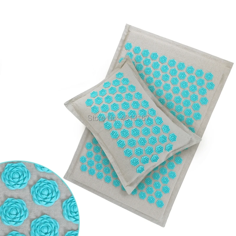 Goede Acupressuur Massage Mat Natuurlijk Linnen Katoen Yoga Spike Kussen Kussen Met Zak Rugpijn Hals Stress Ischias Relief Ontspanning