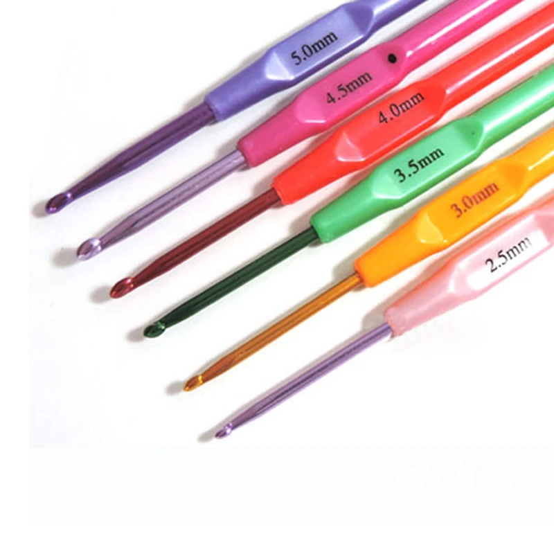 6pcs/set Hot Mixed Metal Hook Crochet Template Kit TPR Aluminum Knitting Needles For Loom Tool Band DIY Crafts crochet kit crochet hooks crochet needles