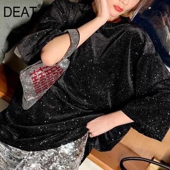 

[DEAT] 2020 spring New Fashion Women's High-quality Clothing Solid color long sleeve bottoming shirt velvet t-shirt WI395