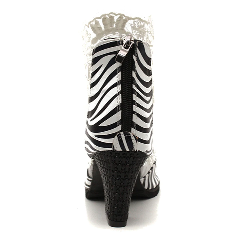 Весенние женские туфли-лодочки из сетчатой кожи, с цветочным узором, на Высоком толстом каблуке, в полоску, на платформе, на молнии, с открытым носком; женская обувь без застежки; Zapatos De Mujer