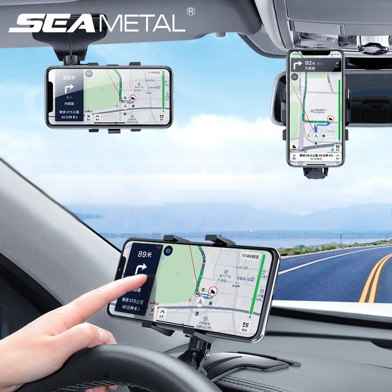 ABS Black Car Phone Holder for Dashboard Sun Visor Rearview Mirror