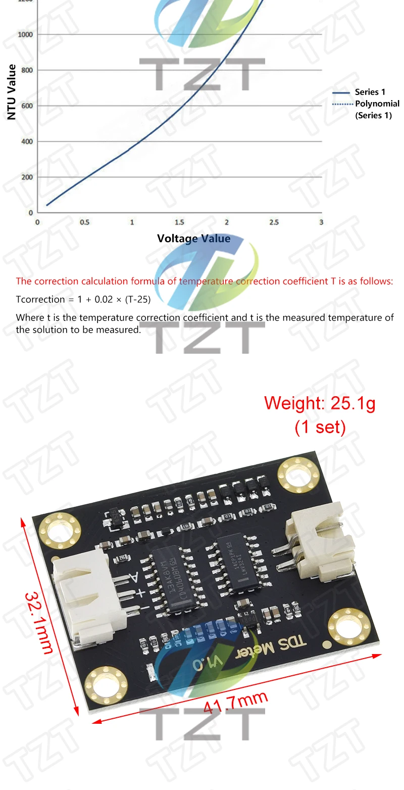 1/2/5 Stück TZT TDS Sensor Meter V1.0 Board Modul Wassermessgerät Filter zur Wasserqualitätsmessung für Arduino UNO R3 – Detail 4