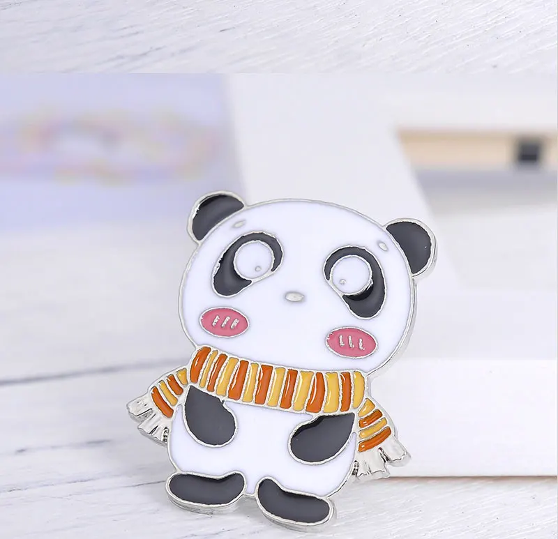 Милая животная брошь с пандой камера шарф торт забавная рубашка с расцветкой «панда» джинсовая декоративная игла значок Дамская одежда шляпа украшение подарок