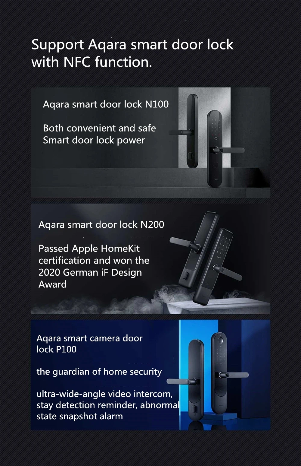 Original Aqara Smart Door Lock NFC Card Support Aqara Smart Door Lock N100/N200/P100 Series App Control EAL5+ Chip For Security