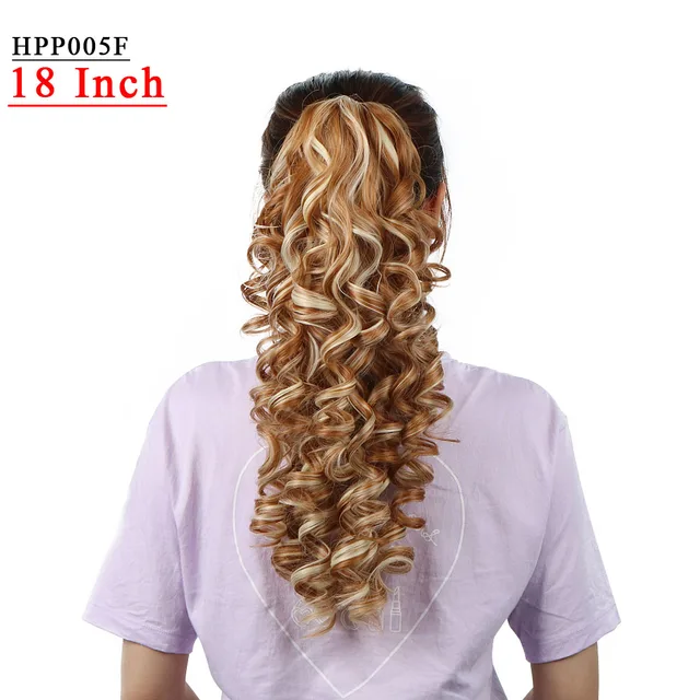 Free Beauty 18 Synthetic Claw Clip In Ponytail Hair Extensions Blond Brown Curly Pony Tail Extension Drawstring Wrap Around