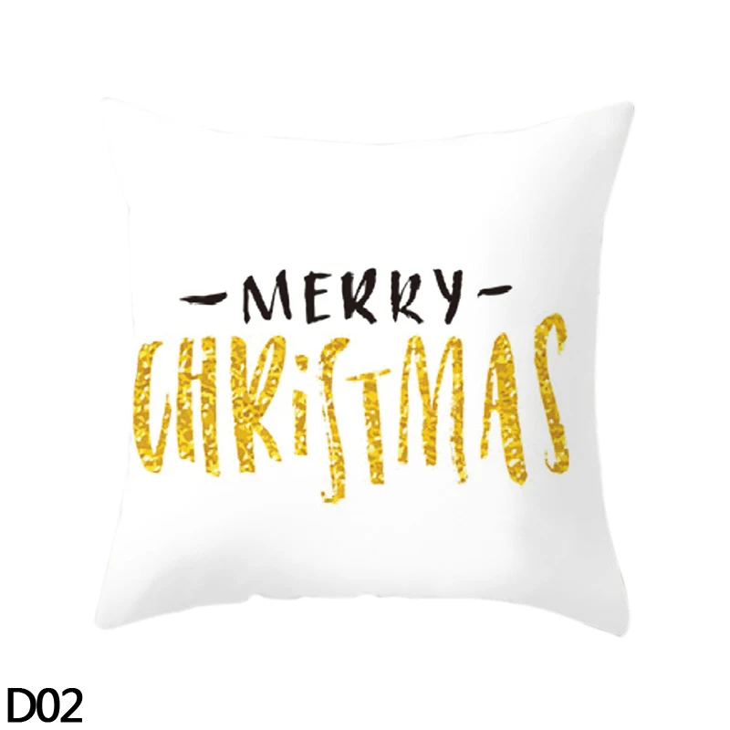Рождественские наволочки 45x45 см, белый, черный, золотой, с надписью «Merry Christmas», наволочки для подушки, чехол для украшения дома, декоративный чехол для подушки - Цвет: D02