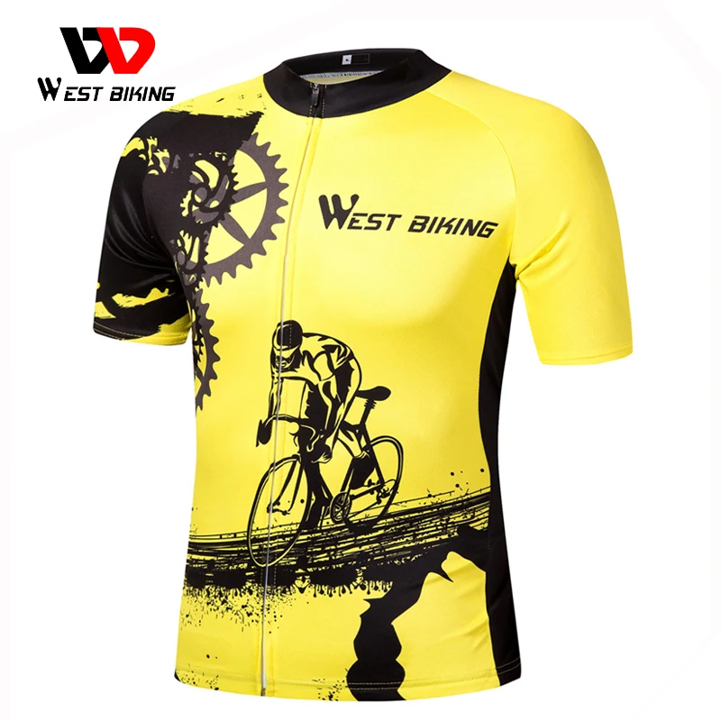 WEST BIKING Cycling Jersey Bike Short Sleeve Men Women Autumn Yellow