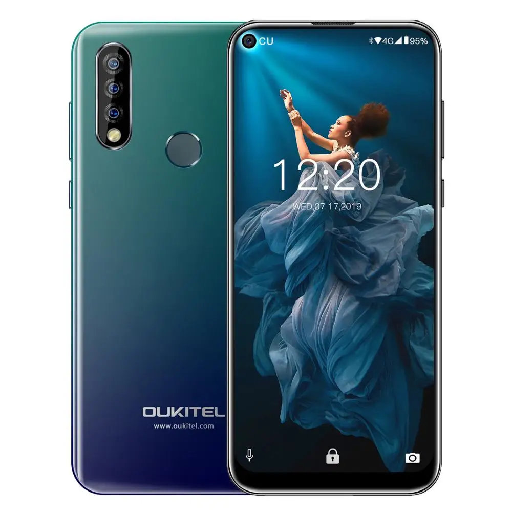 Oukitel C17 Pro Android 9,0 Pie смартфон лицо ID 6,3" полюсный экран 4 ГБ ОЗУ 64 Гб ПЗУ MT6763 Восьмиядерный 4G мобильный телефон - Цвет: Фиолетовый