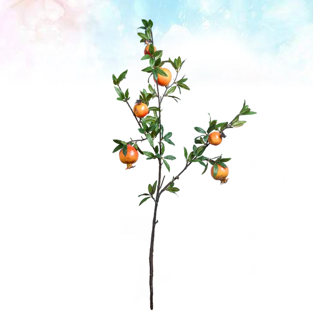 1Pc Lifelike Decorative Delicate Artificial Pomegranate Flower Simulation Flower Berries Fake Green Plant for Office Home Dorm