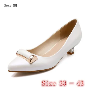 

Stiletto Women Pumps Low High Heel Shoes Low High Heels Woman Slip On Shoes Party Wedding Shoes Plus Size 33 34 - 40 41 42 43