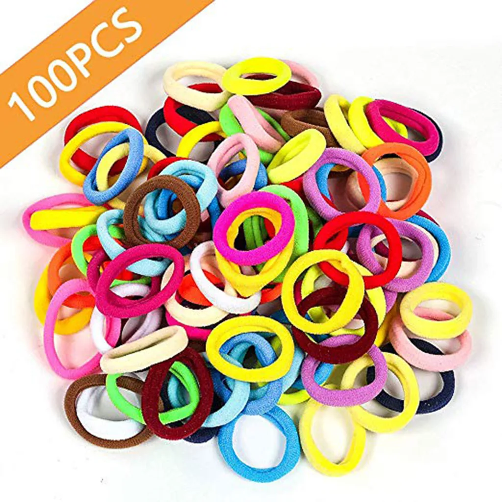 100 Pcs Mini Hair Band Fashion Candy Color Rubber Girl Elastic Hair