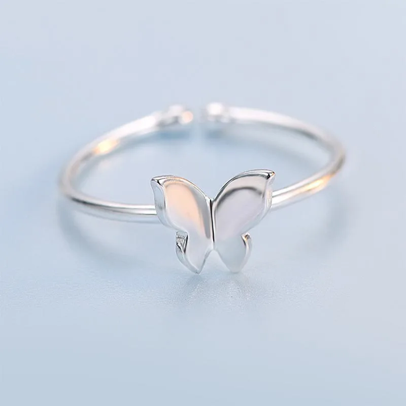 Целлюлозное корейское серебро 925 пробы кольцо с открытым регулируемым размером Серебряное украшение для свадьбы помолвки кольцо-бабочка ювелирные украшения