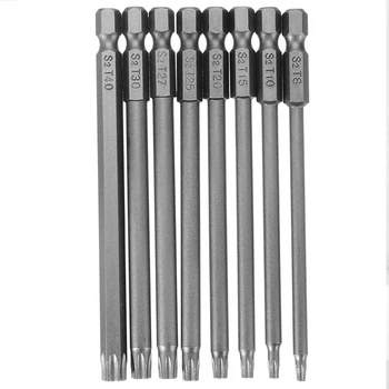 

8pcs Torx Screwdriver Bits 1/4''Magnetic Torx Screwdriver Bit T8 T10 T15 T20 T25 T27 T30 T40 For Electric Hand Screwdriver 100mm
