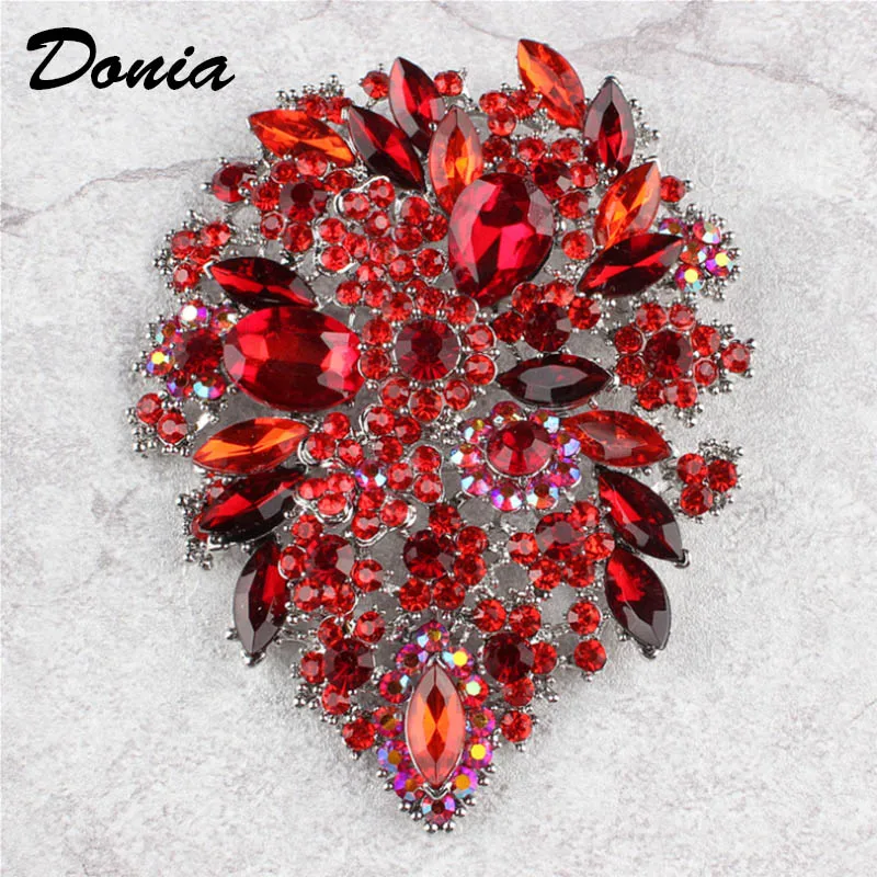 Donia Jewelry Fashion Europe and USA High-end Brooch Bride Rhinestone Flower Alloy Big Brooch Coat Accessories