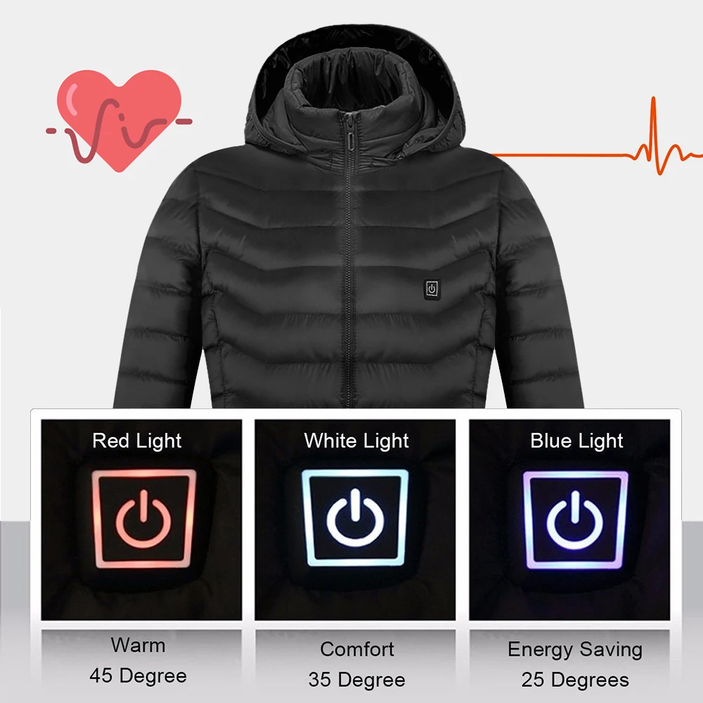 

Men Women Electric Heated outdoor vest Coat USB Battery Long Sleeves Heating Warm winter Thermal Clothing Skiing