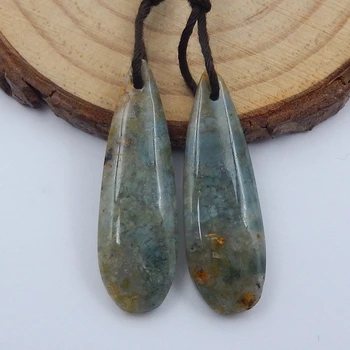 

Sales 1Pairs Natural Stone Water Drop Ocean Jasper Semi Gemstone Earrings For Women Jewelry Accessories 30x10x5mm 4.2g