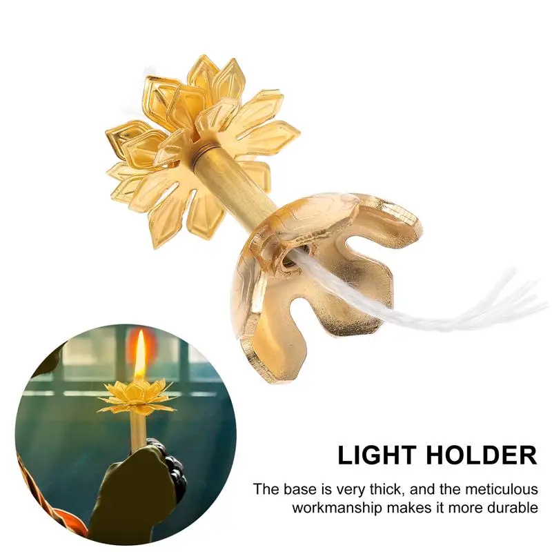 2Pcs Lotus Wick Holder Butter Lamp Wick Holder Buddha Hall Oil