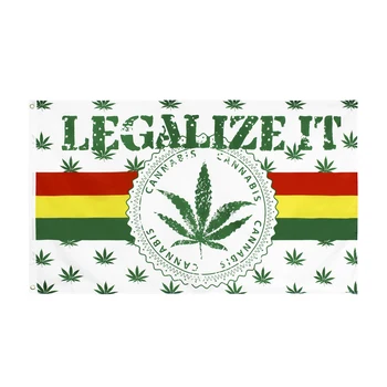 

Xiangying 90x150cm legalize it weed eggae Rasta Hippie Flag For Bar Party Music Festival Tattoo Shop