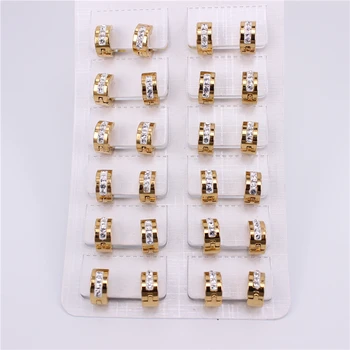 

Classic Four seasons youth beautiful match 10mm Hoop earrings 12pcs/card Lucky Crystal Earrings Stainless steel jewelry K008