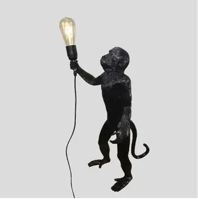 Station monkey B Лампа в форме обезьяны из смолы пеньковая веревка подвесная настенная лампа индивидуальность внутренняя лампа искусство Гостиная Кабинет лампа кафе с E27 светодиодный светильник лампа - Цвет корпуса: Station monkey B