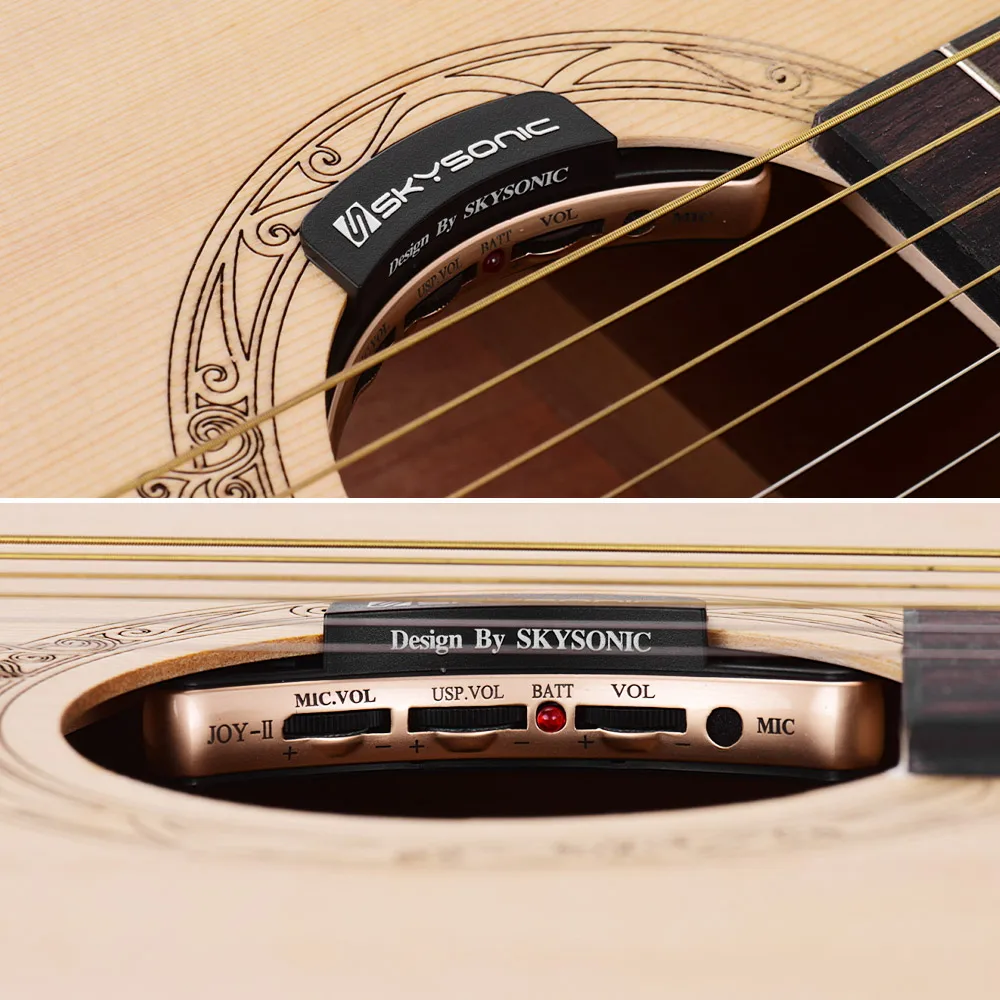 SKYSONIC JOY-II Акустическая гитара звукосниматель Soundhole пьезо+ микрофон два режима звукоснимателя с регулятором громкости 36-42 дюймов гитары