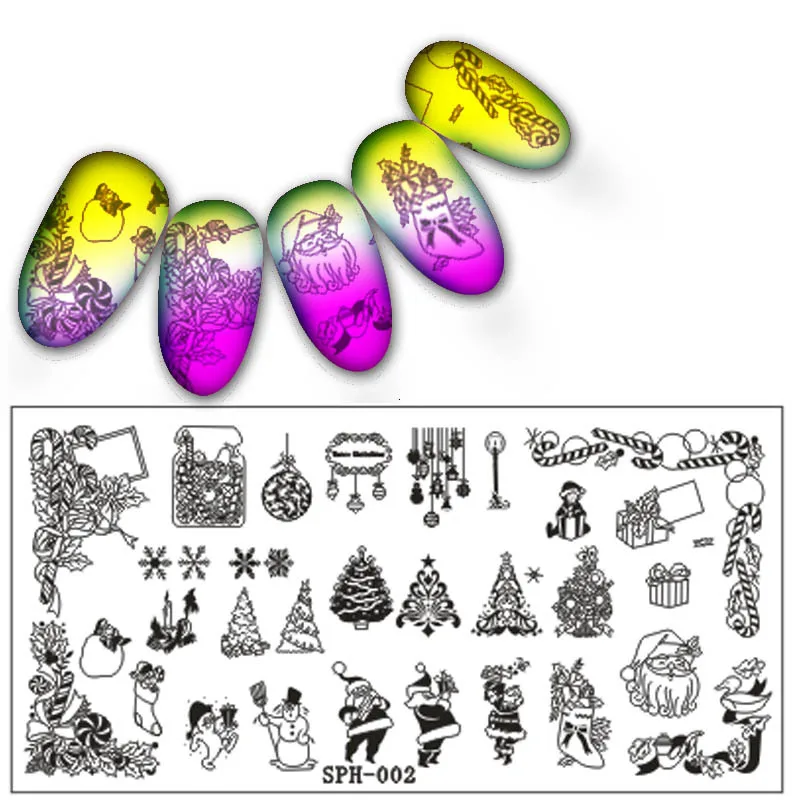 MAFANAILS наклейки для ногтей на Хэллоуин и Рождество DIY Konad трафарет для ногтей 6,2*12,5 см шаблон для маникюра - Цвет: SPH02