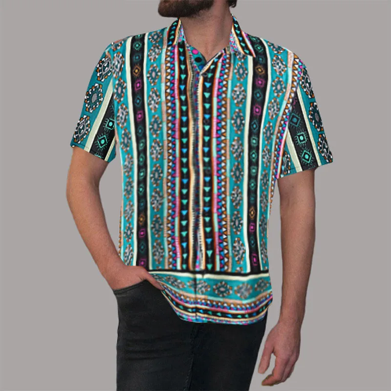 Ethnic Style Print Men Casual Shirt 