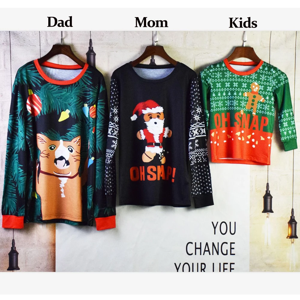 NASHAKAITE Семья Одинаковая одежда на Рождество пуловер, свитшот с принтом Счастливого Рождества Одежда для мамы, папы и детские Парные толстовки