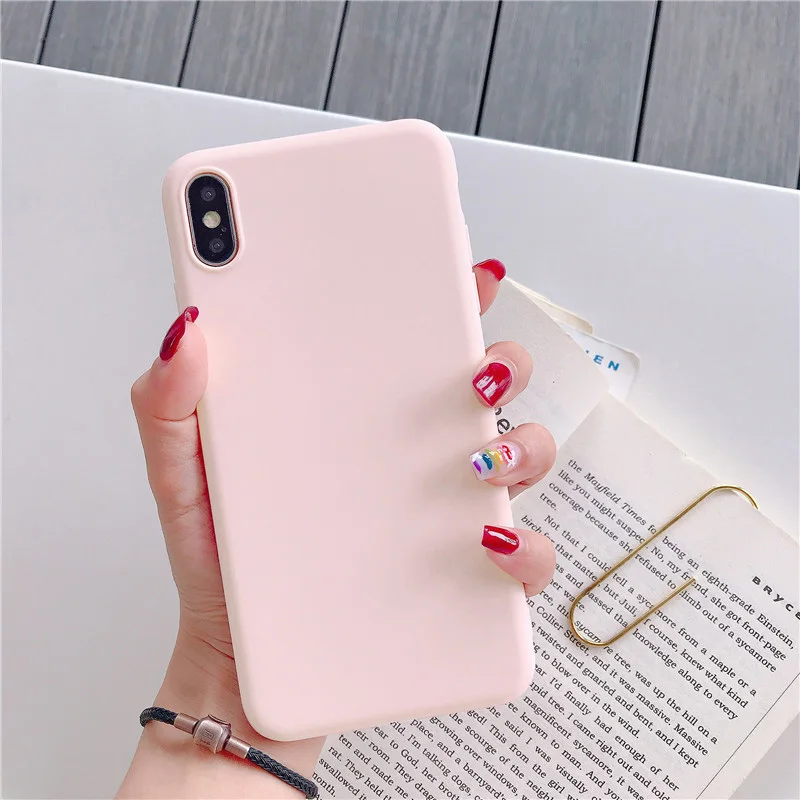 Soft Silicone Case For Samsung Galaxy A6 A9 A7 A70 A60 A50 A40 A30 A20S A10S M20 M30 M40 S8 S9 S10 Plus Candy Color Cover - Цвет: Pink