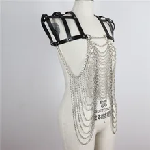 Кожаное нижнее белье, сексуальный пояс на цепочке, бандаж, кожаный бюстгальтер, женское нижнее белье, подтяжки, сексуальное нижнее белье для ночного клуба, топ в готическом стиле