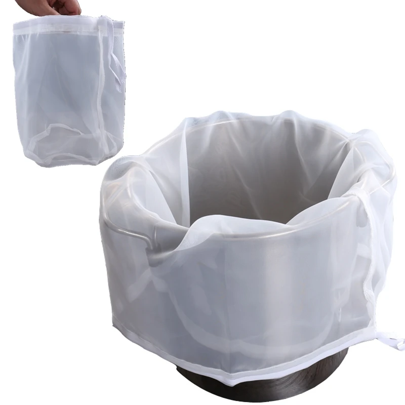 Round Bottom Home Brew Brewing Filter Bags Reusable Nylon Mesh Bags Drawstring Straining Micron Nylon Brew Bag for Beer Wine beer brewing equipment beer brewing strainer bag