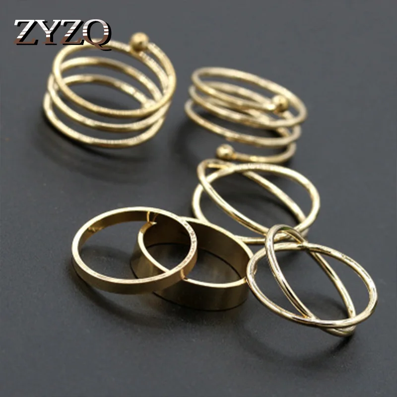 

ZYZQ Classic Metal Women Accessories Ring Set Two Color Available Wholesale Lots&Bulk Punk Vintage Stylish Factory Direct Sale