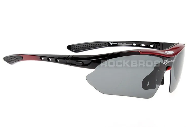 RockBros поляризационные велосипедные солнцезащитные спортивные очки на открытом воздухе велосипедные очки велосипедные солнцезащитные очки TR90 очки 5 линзы с рамкой для близорукости - Цвет: Красный