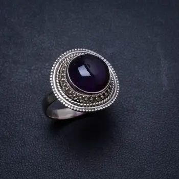 

Natural Amethyst Handmade Unique 925 Sterling Silver Ring, US size 8 X2621
