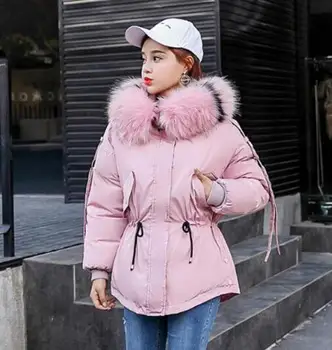 

Warm Teenager Girls Winter Jacket 2019 New Children Coat Thick Big Fur Hooded Down Cotton Padded Kids Parka