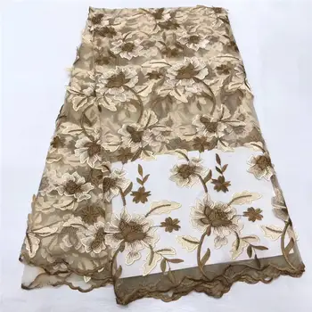 

Wholesale Nigerian Lace Fabric Dubai Embroidered French Tulle Lace Latest African Lace Fabric 2019 With Stones And Beaded KHX02