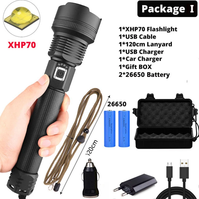Самый мощный XHP90 светодиодный фонарик XLamp Zoom Torch XHP70.2 USB Перезаряжаемый тактический фонарь 18650 или 26650 ходовой охотничий фонарь - Испускаемый цвет: I