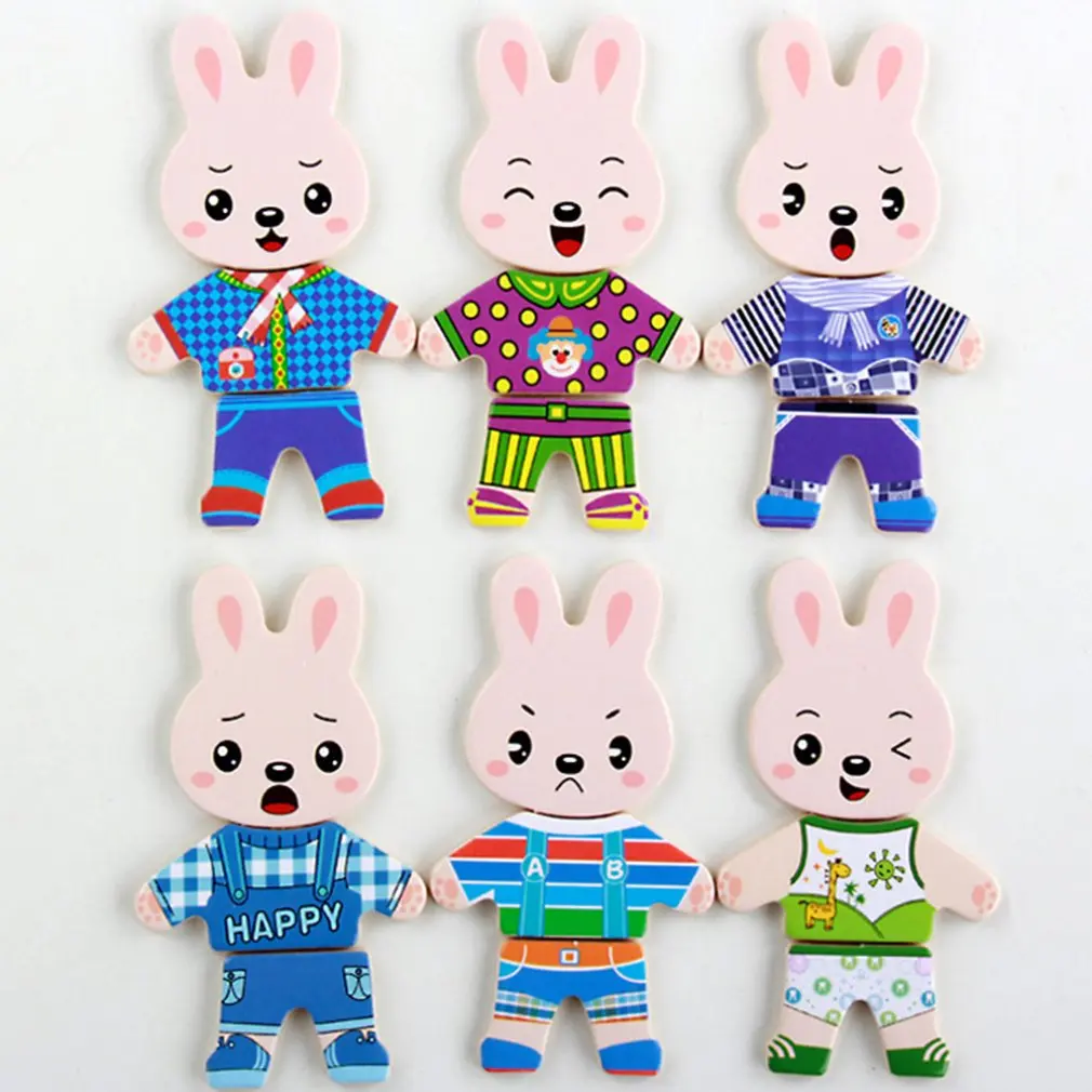Кролик туалетный Пазл деревянный детский познавательный сопряжение Монтессори раннее образование Обучающие игрушки деревянная коробка для хранения