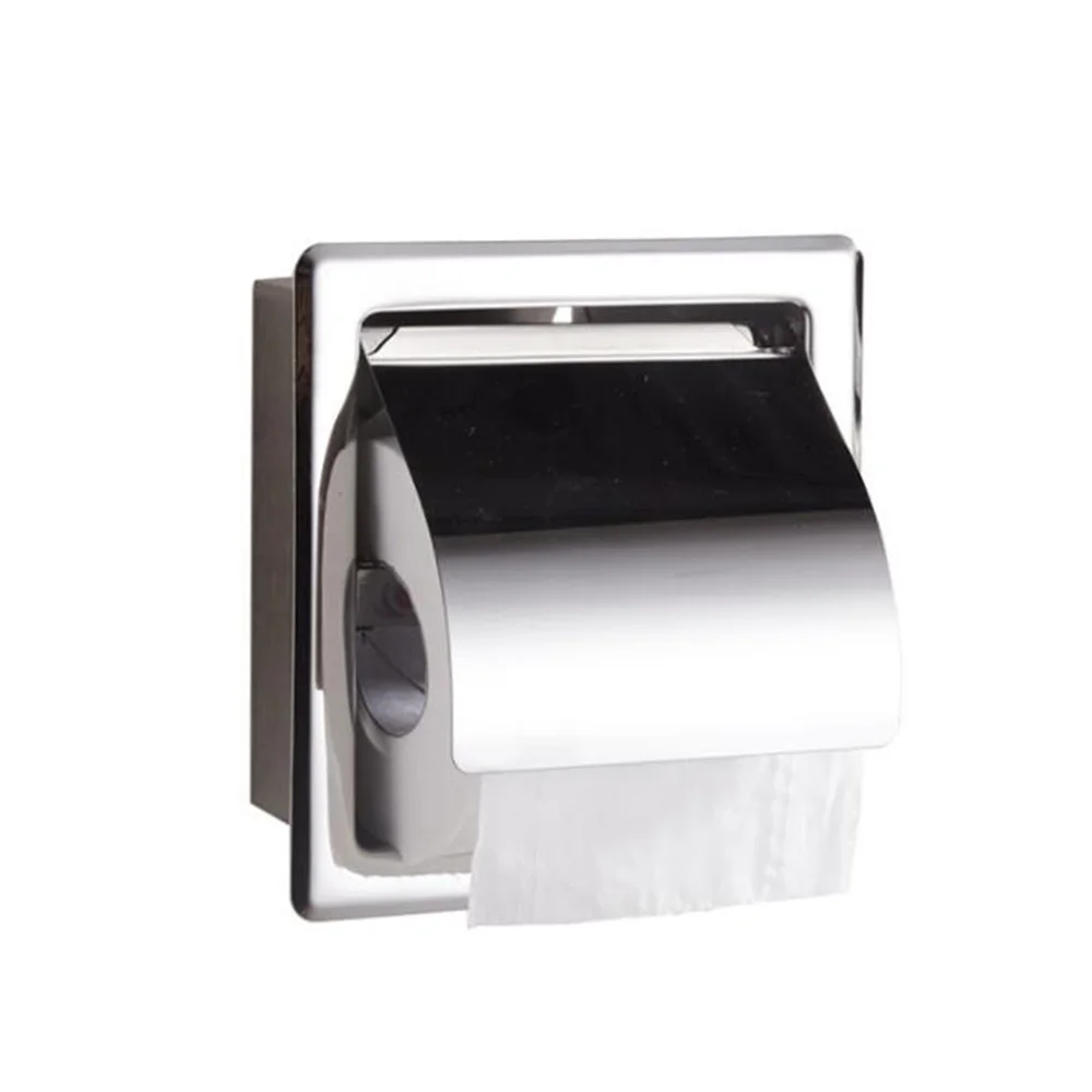 

304 Stainless Steel Wall-mount Toilet Paper Holder Bathroom Tissue Shelf Organizer Hotel Restaurant Supplies