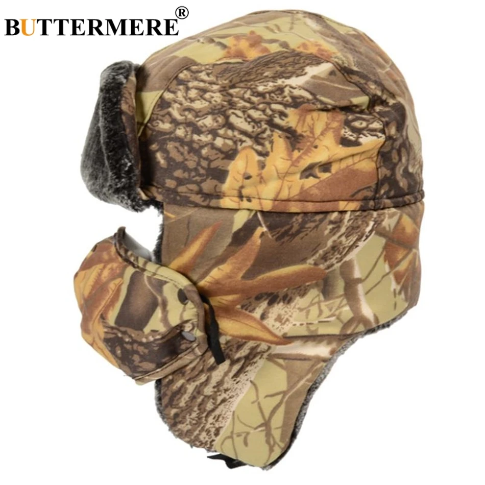 BUTTERMERE камуфляжная шапка бомбер Зимняя мужская ушанки русские шапки для женщин и