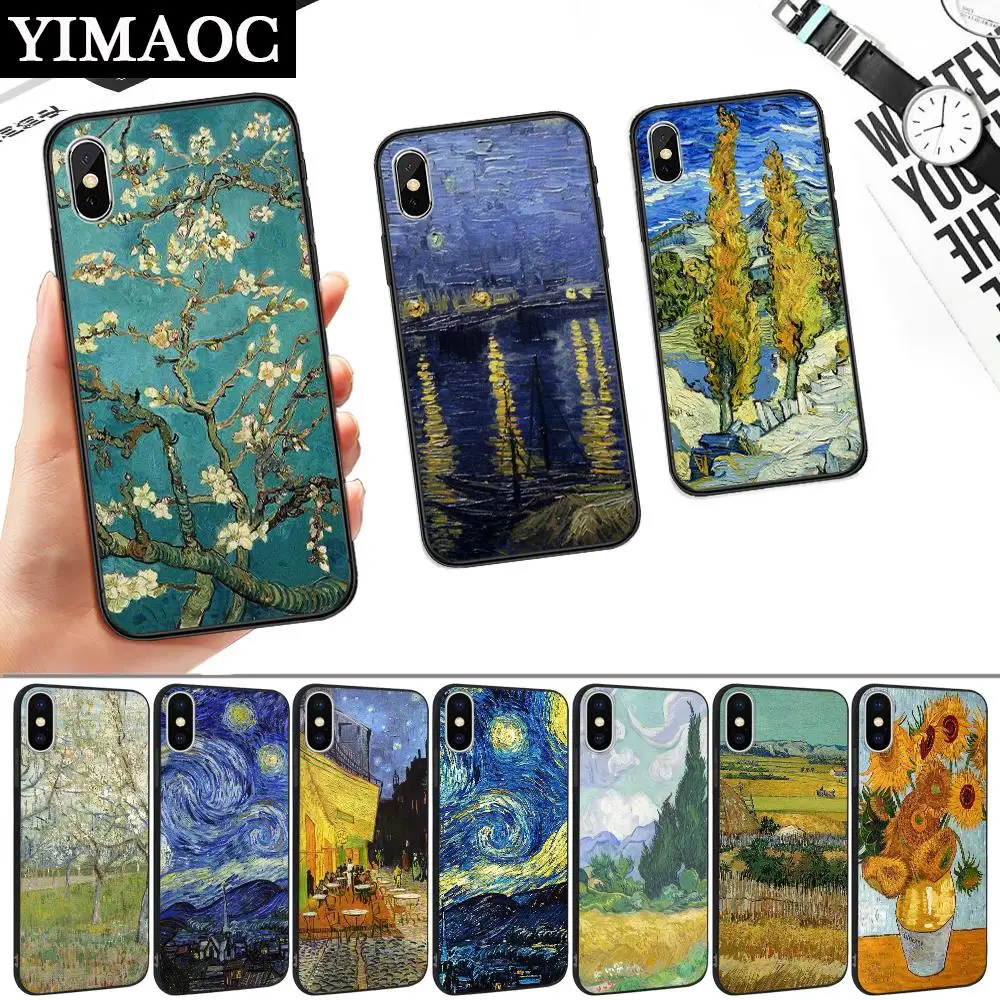 Van Gogh Oil Painting Silicone Soft Case for iPhone 5 5S 6 6S 7 8 11 Pro Plus X XR XS Max |
