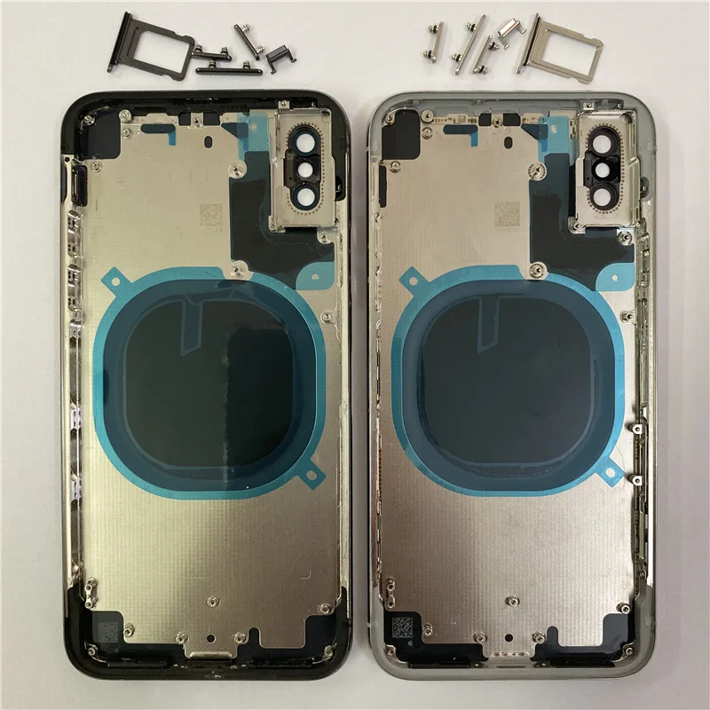 

new For iphone X Housing Metal Back Battery Cover with camera lens Middle Chassis Frame Back Door Battery Case with No Flex